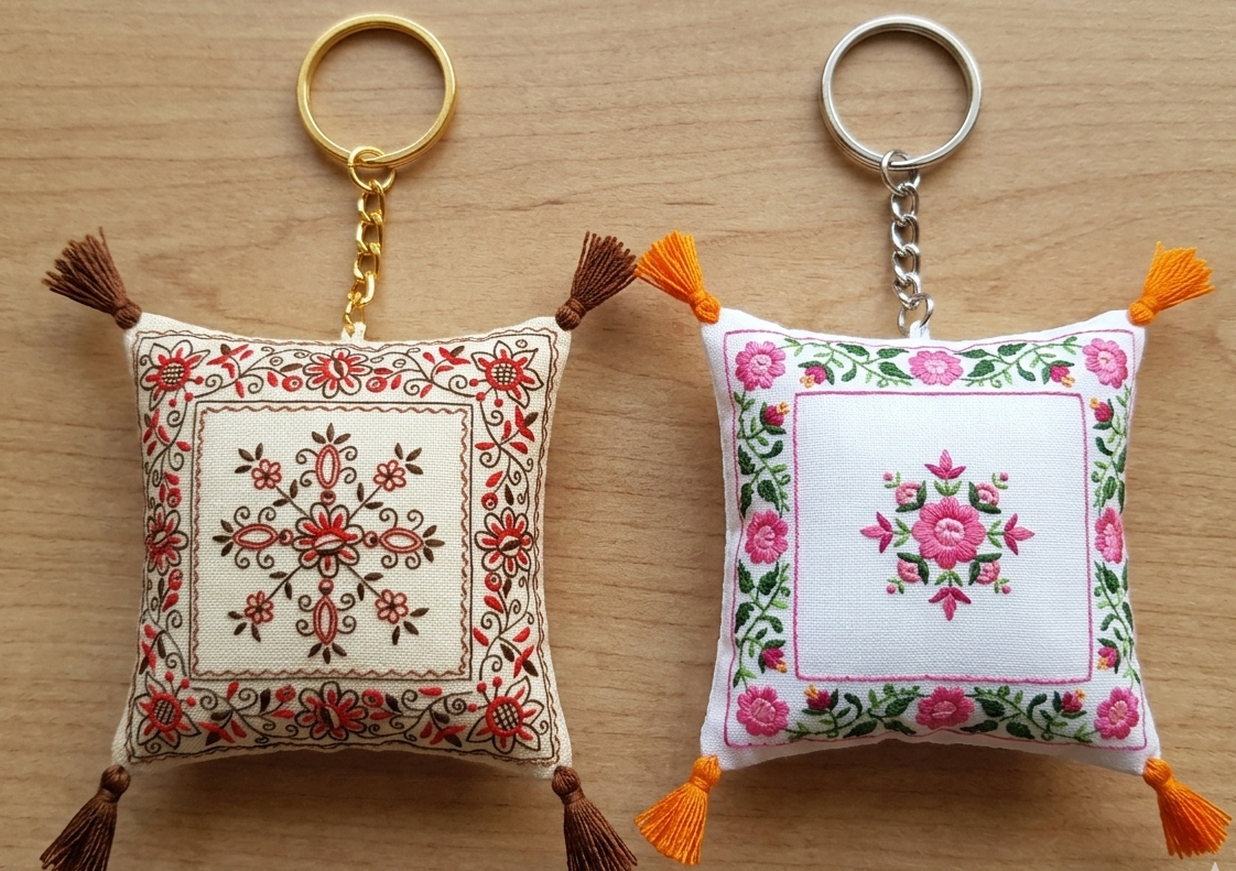 Llavero de cojines bordados Lagartera Museo Marcial Moreno Pascual Lagartera